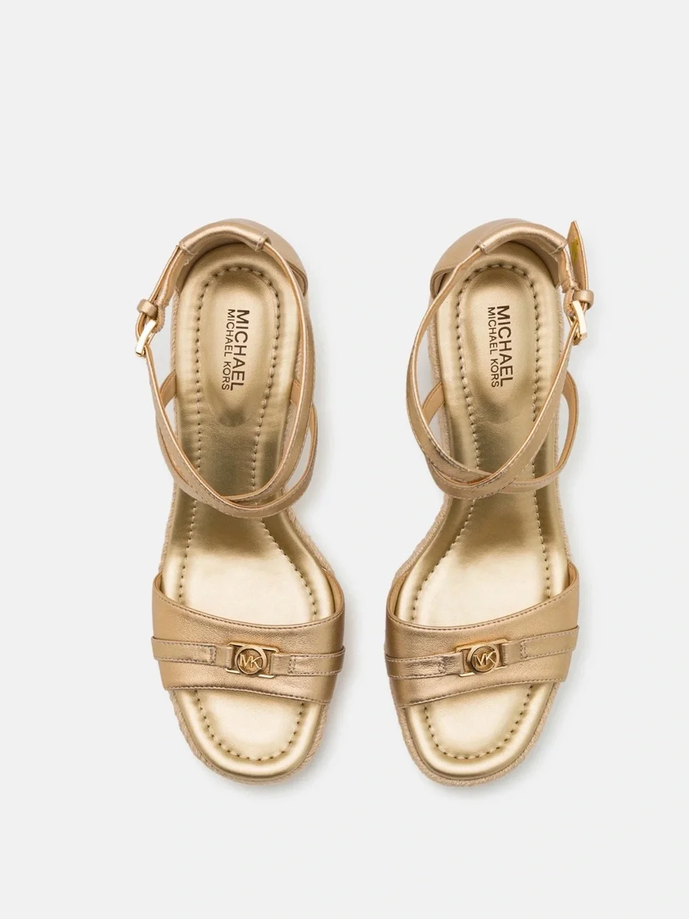 Michael Kors Espadrille Gold Wedge Sandals - Picture 2 of 4